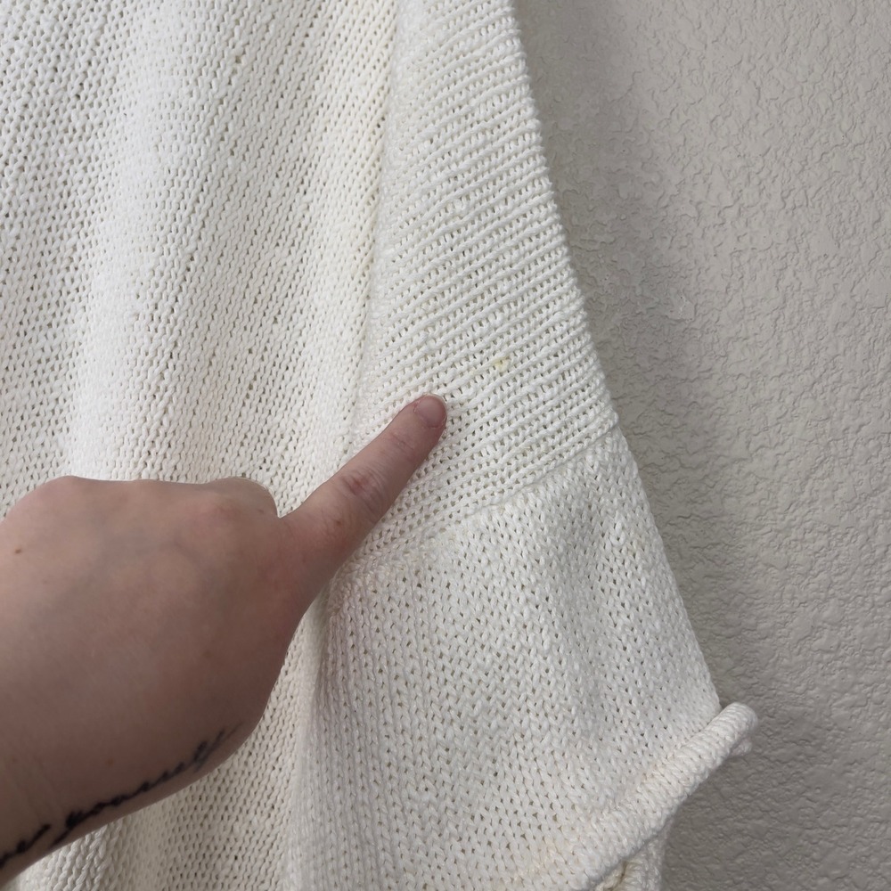 Eskandar Cardigan Sweater Cotton Linen Oversized Knit OS Ivory Cream‎ Lagenlook - Picture 9 of 13